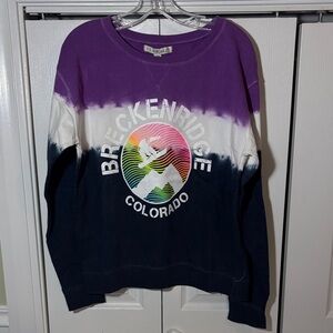 U.S. Vintage Women’s Breckenridge Violet Navy Tie Dye Graphic Pullover Large NWT